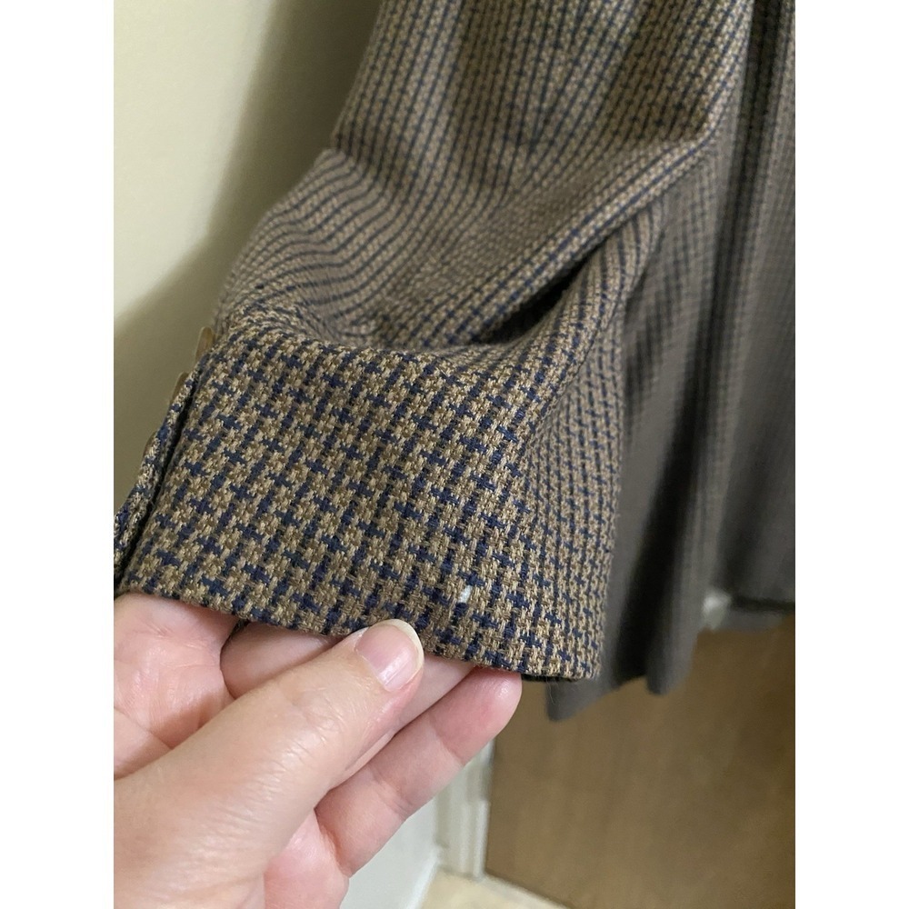 Vintage Carlo Mandrone Mens Suit Jacket Silk Wool Pockets Tweed Style Brown 50R - Picture 8 of 15